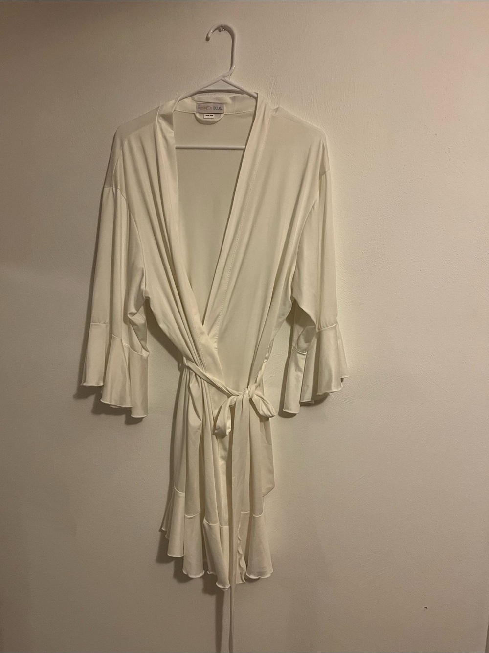 Kennedy Blue Getting Ready White Bridal Robe with Flouncy Ruffle Sleeves